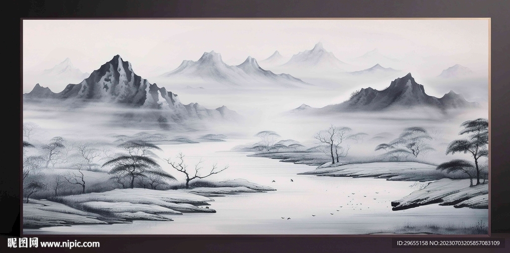 山水画装饰画无框画