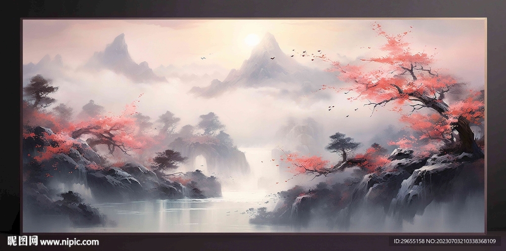 山水画装饰画无框画