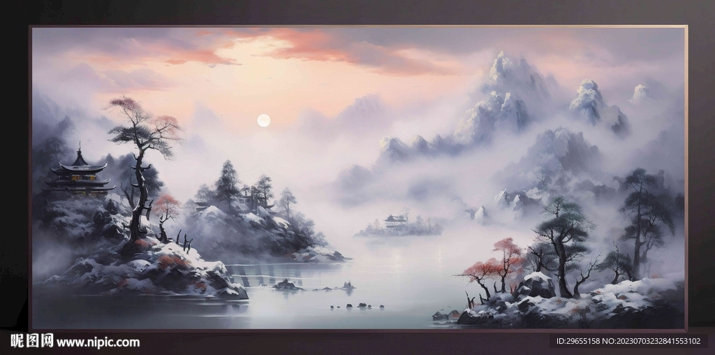 山水画装饰画无框画