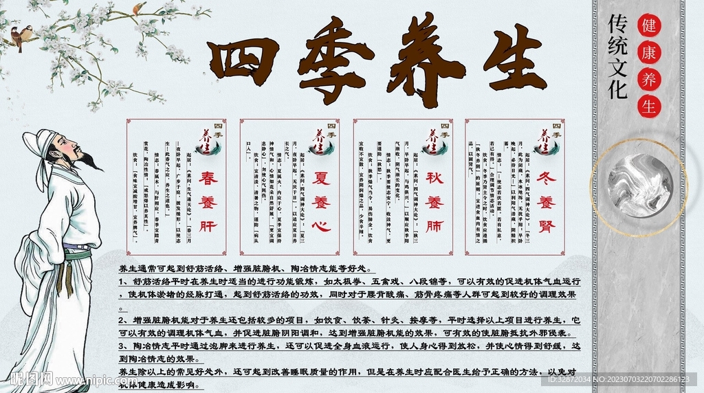 四季养生背景墙