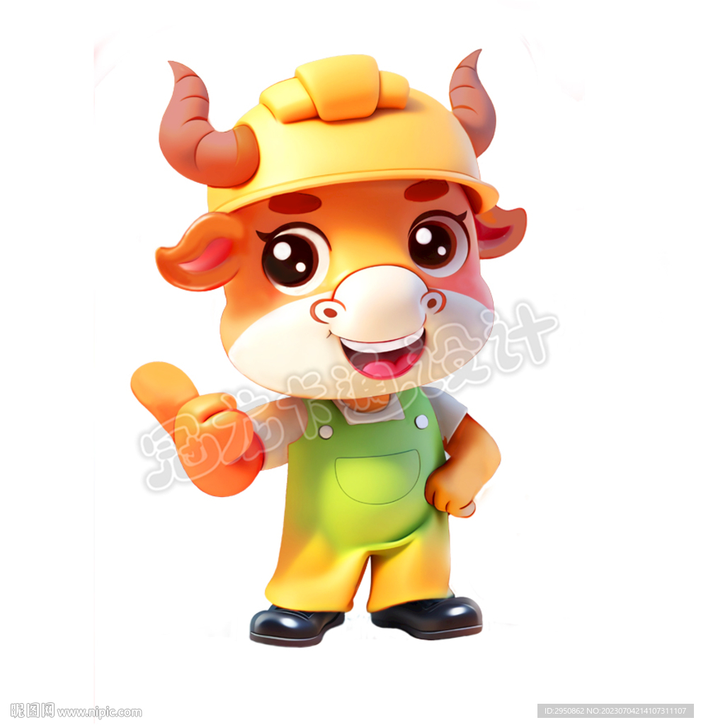 卡通小牛工程师立体版