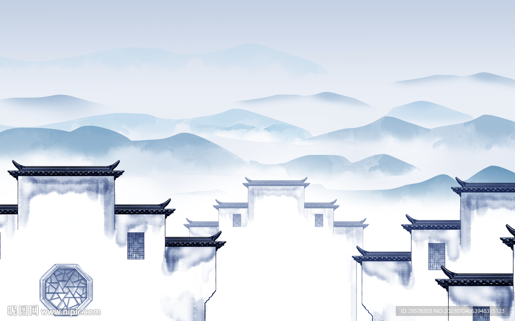 新款 现代中式山水 TIf分层