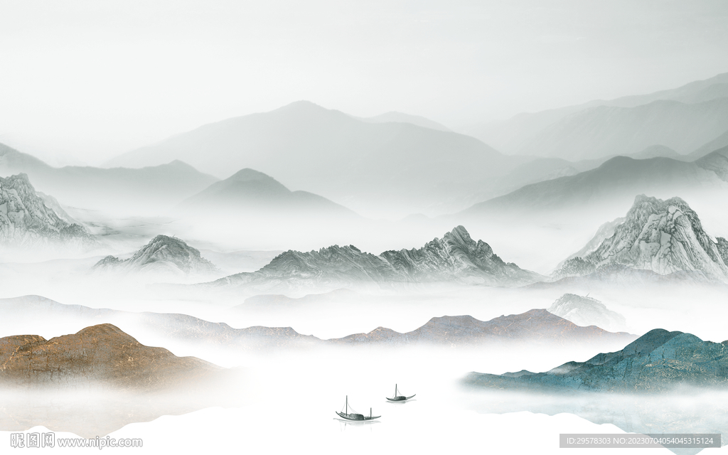 高端 现代中式山水 TIf分层