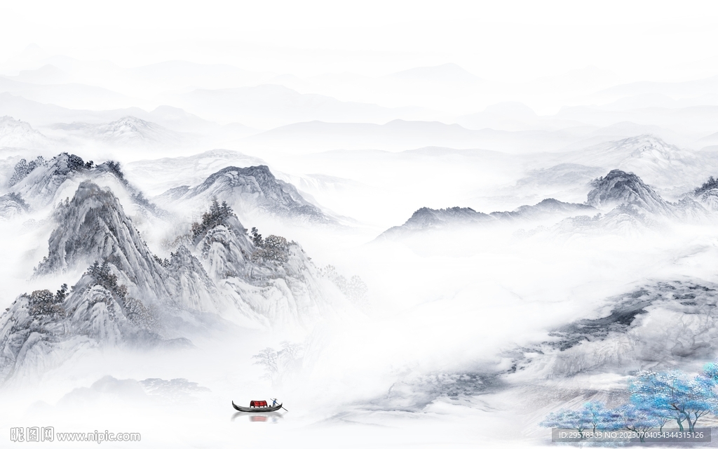 高清 现代中式山水 TIf分层