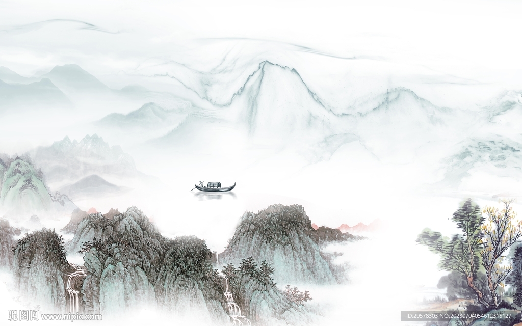 人气 现代中式山水 TIf分层