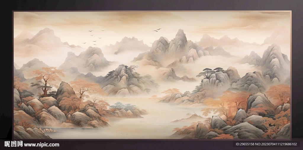 山水画装饰画无框画