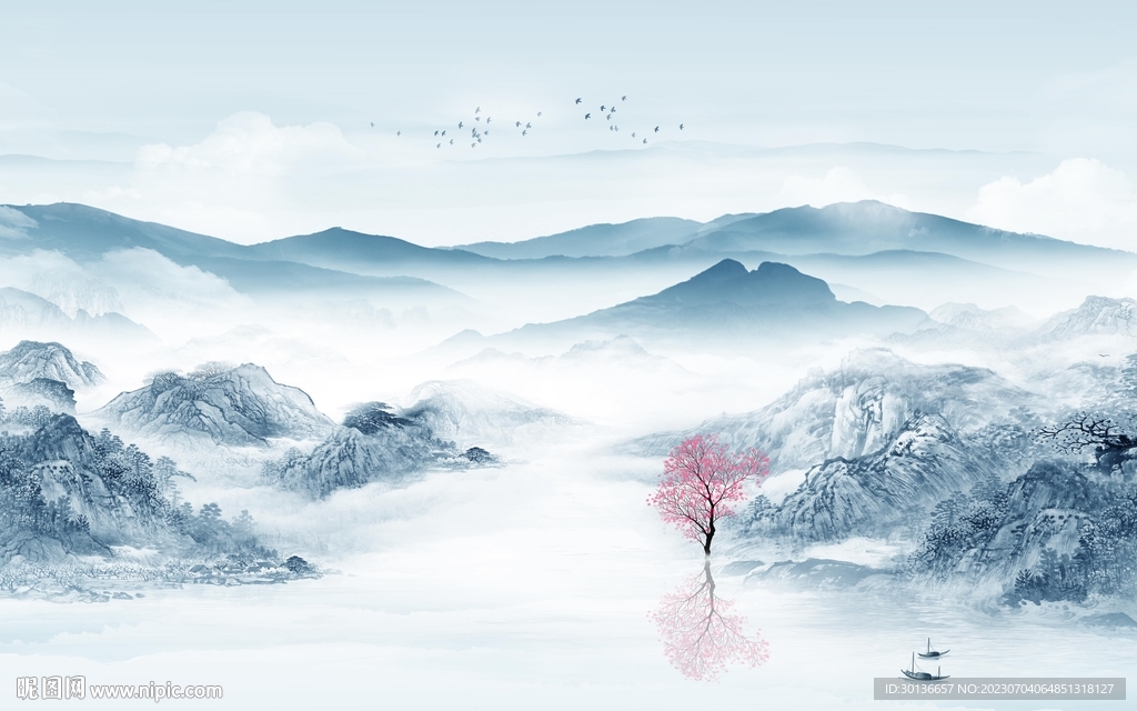 人气 新传背景山水 tiF分层