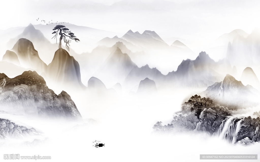 高端 中式山水新图 tIf分层