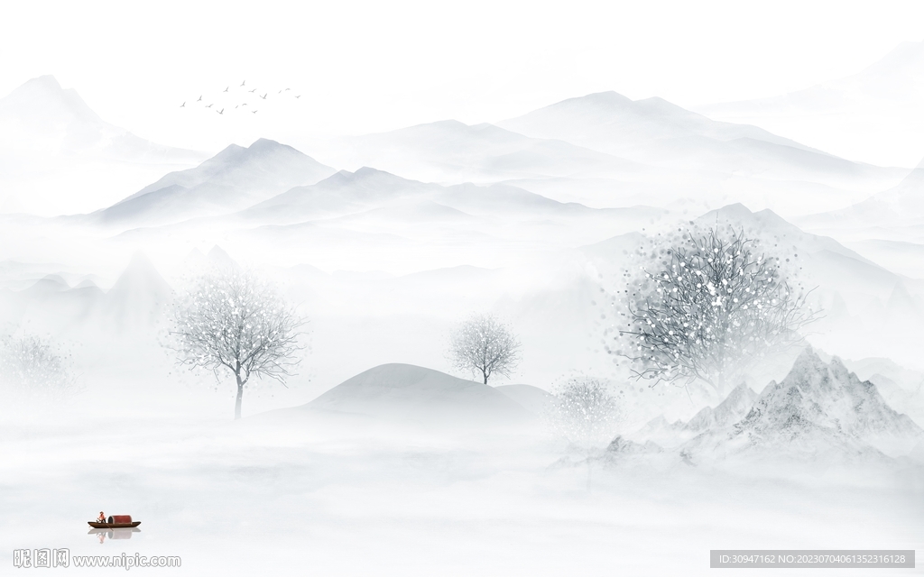 人气 中式山水新图 tIf分层