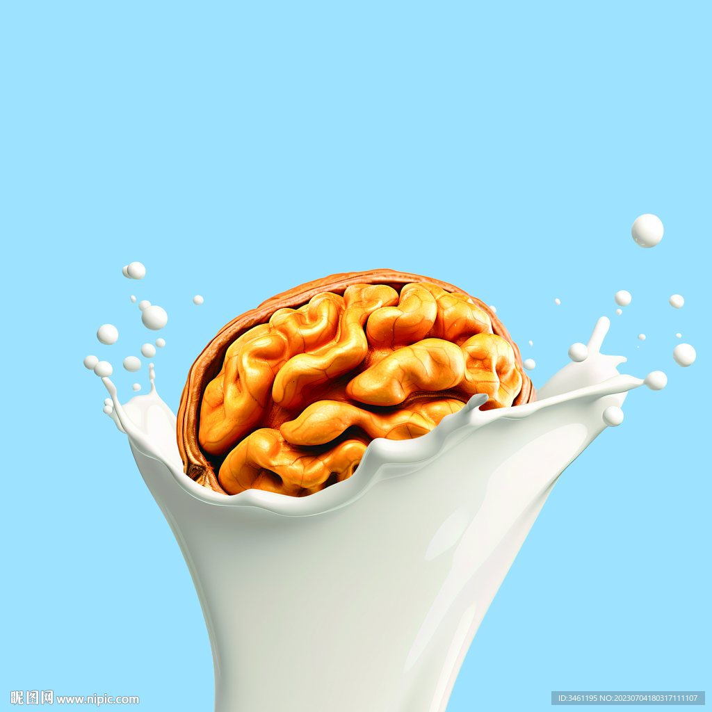 金色核桃奶花飞溅