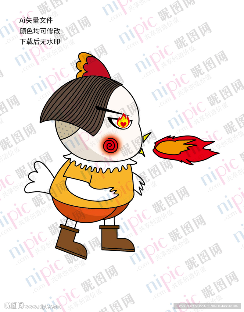 火鸡面卡通鸡 矢量