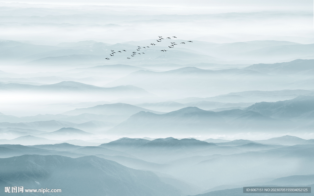 新中式水墨山水画背景墙