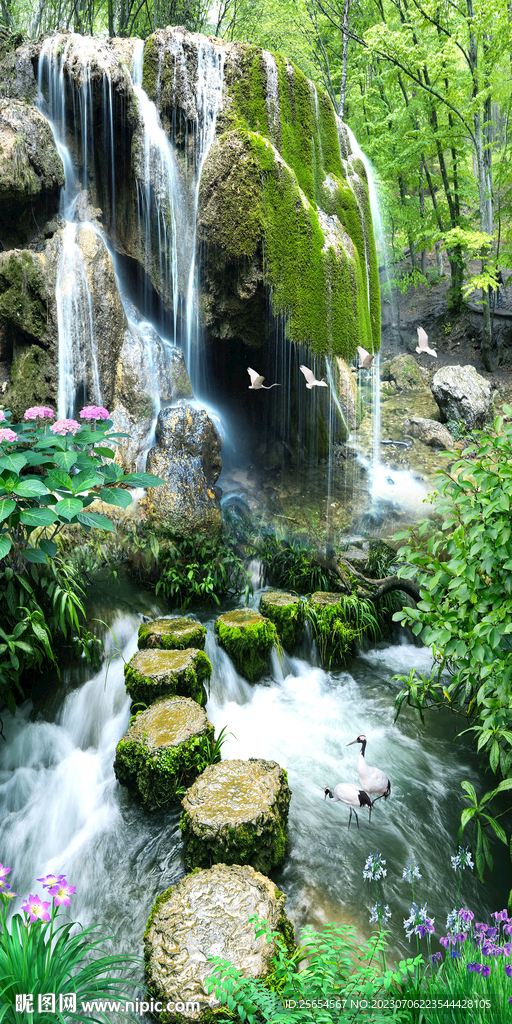 美景流水生财玄关装饰画