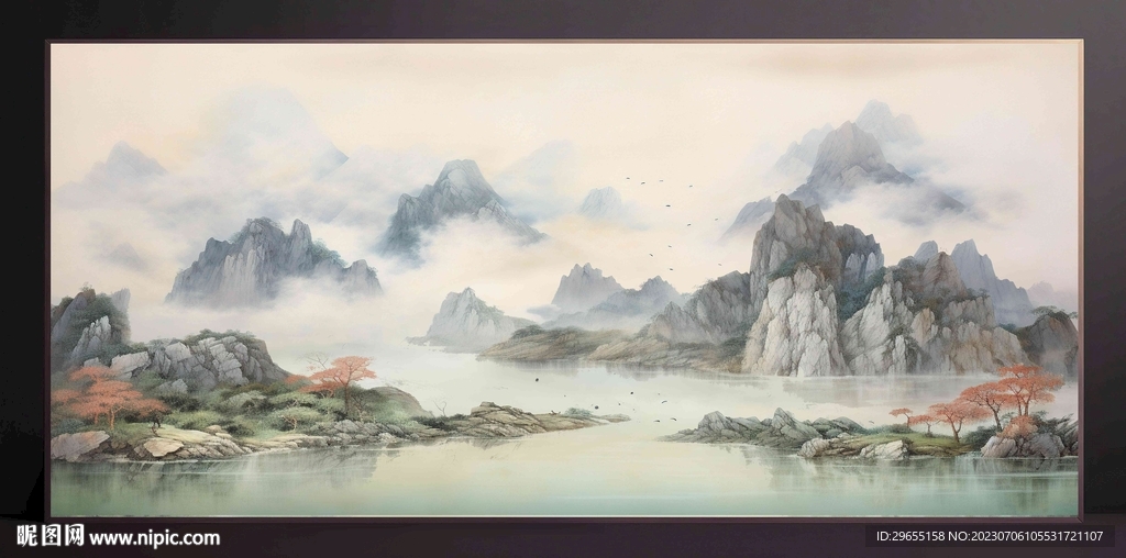 山水画装饰画无框画