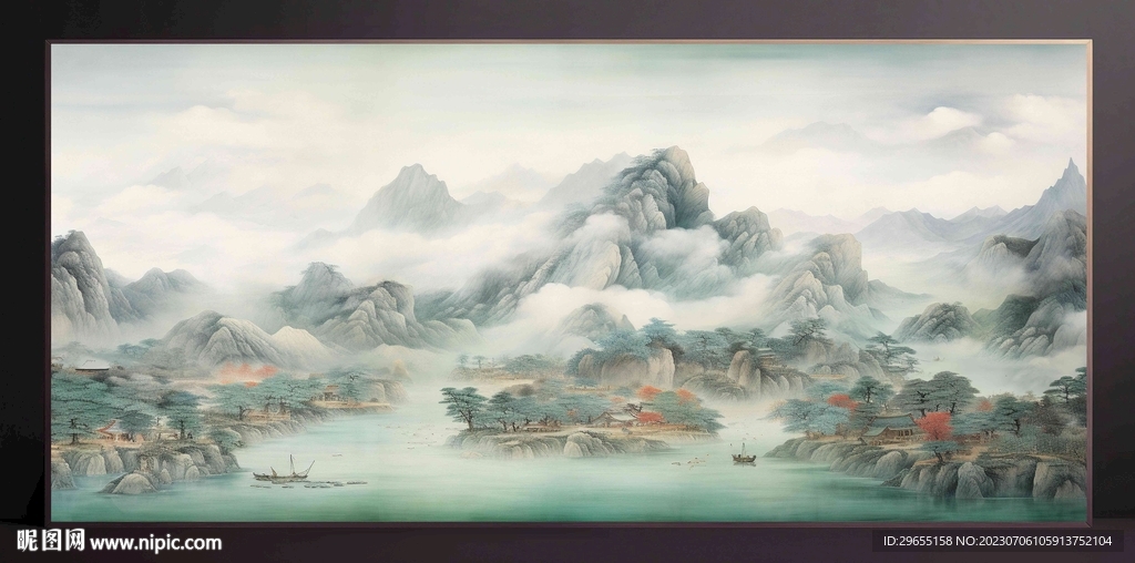山水画装饰画无框画
