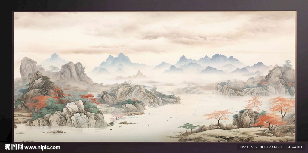 山水画装饰画无框画