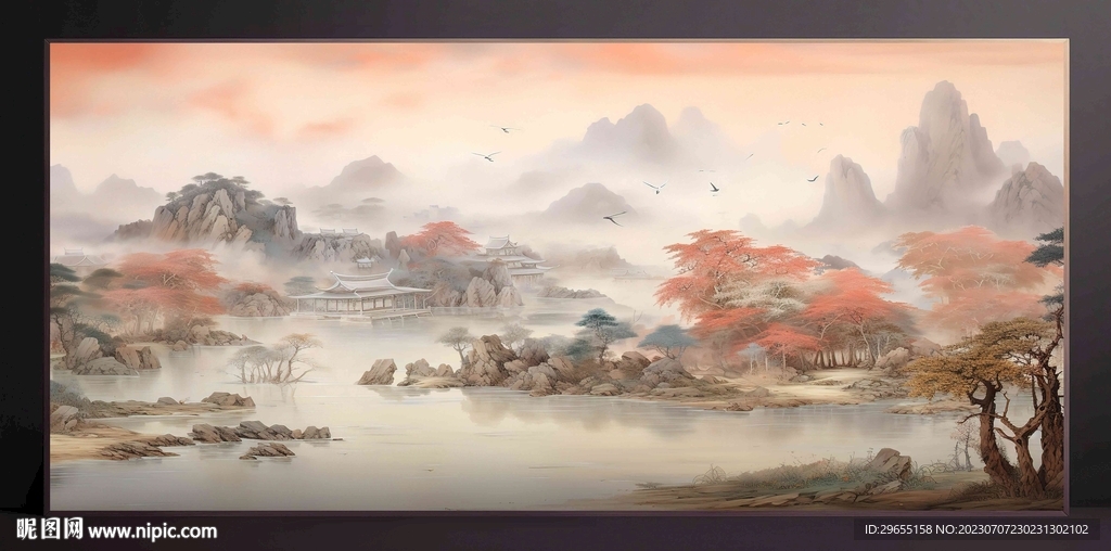 山水画装饰画无框画