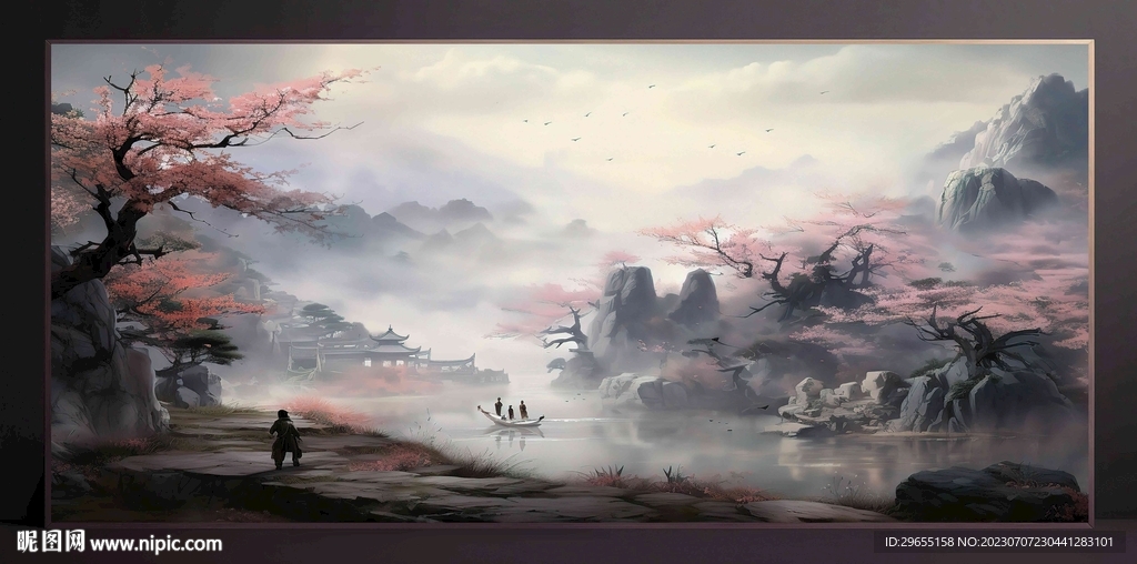 山水画装饰画无框画