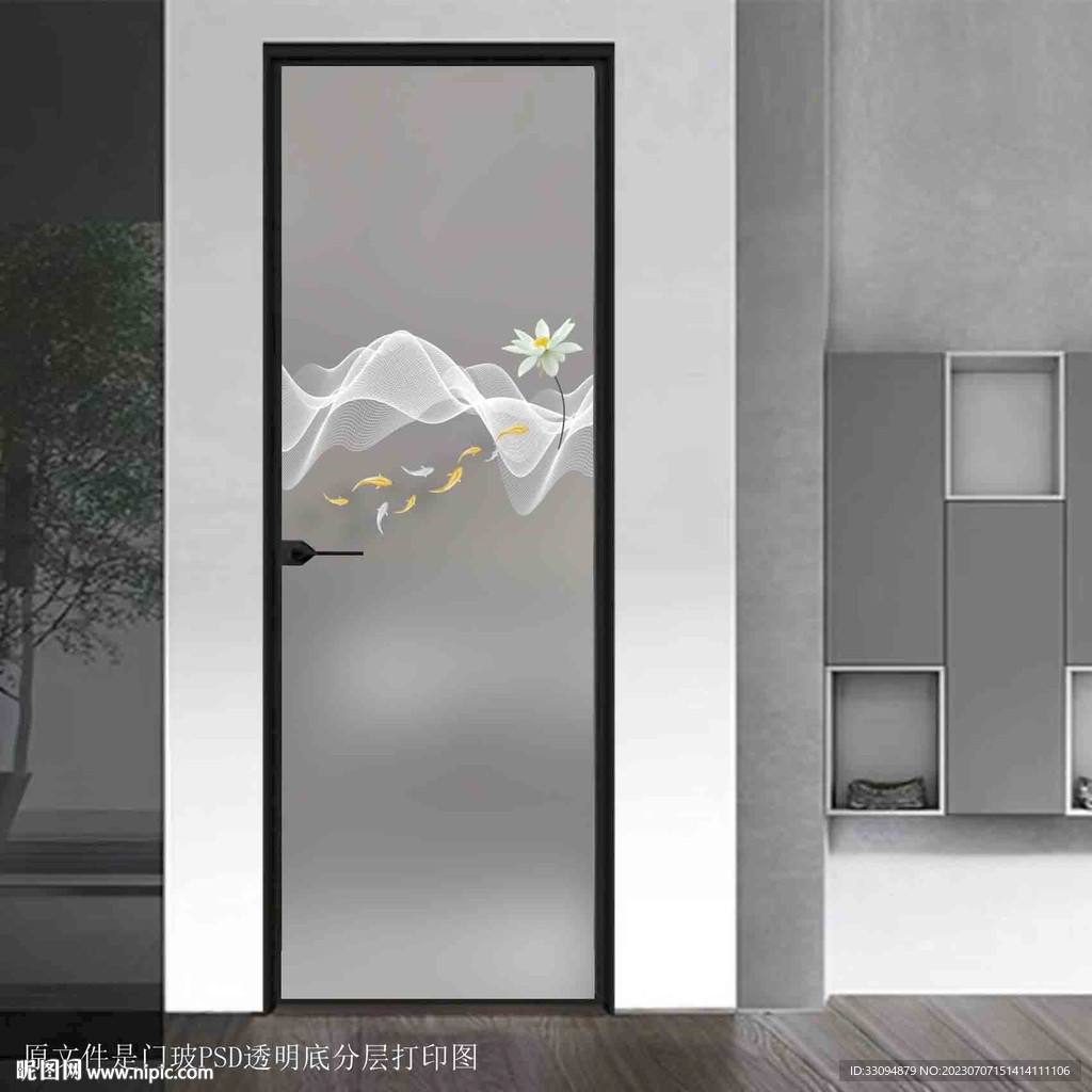 高清分层透明底平开门打印图