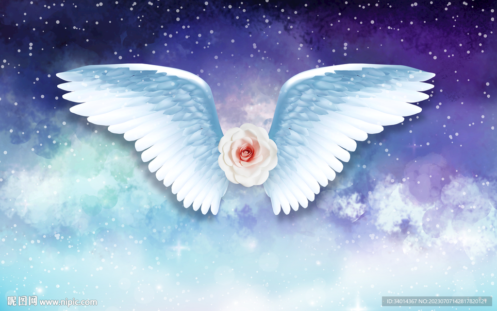 星空翅膀背景墙