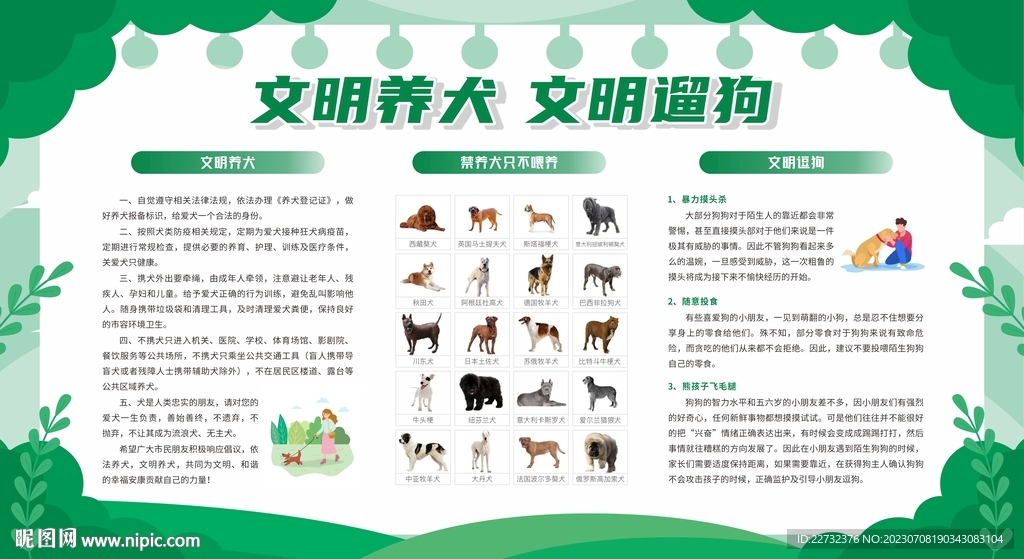 文明养犬宣传栏展板