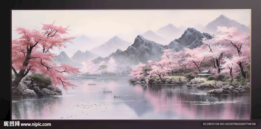 山水画装饰画无框画