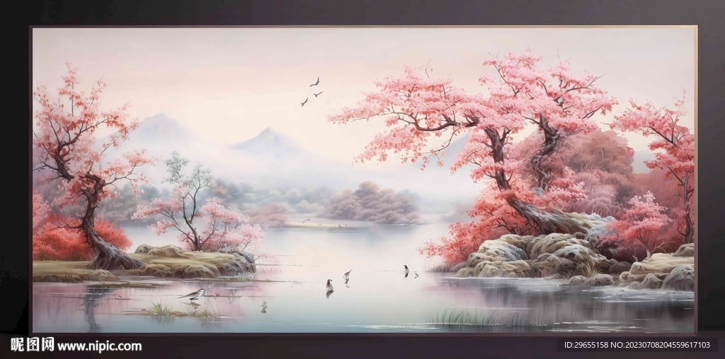 山水画装饰画无框画