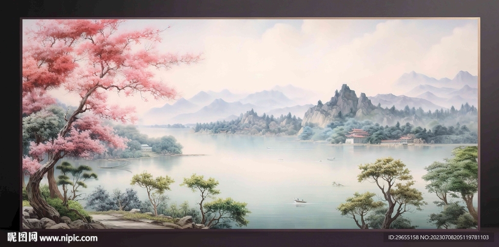 山水画装饰画无框画