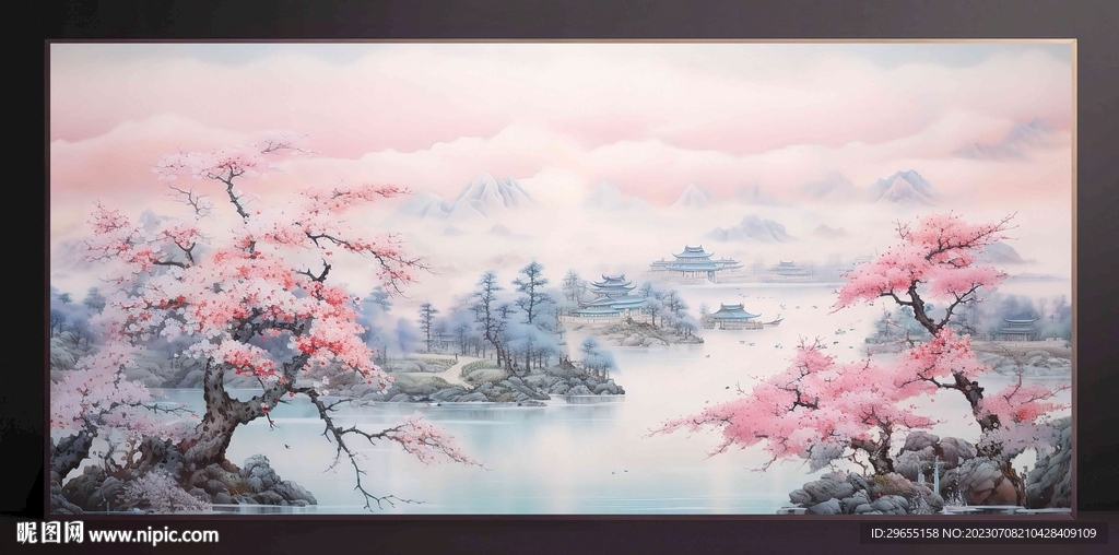 山水画装饰画无框画