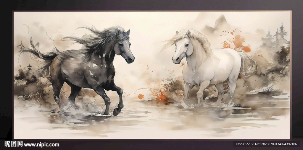 山水画装饰画无框画