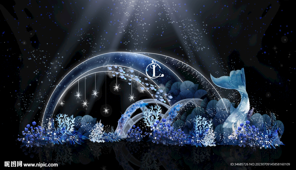 蓝色海洋星空婚礼效果图