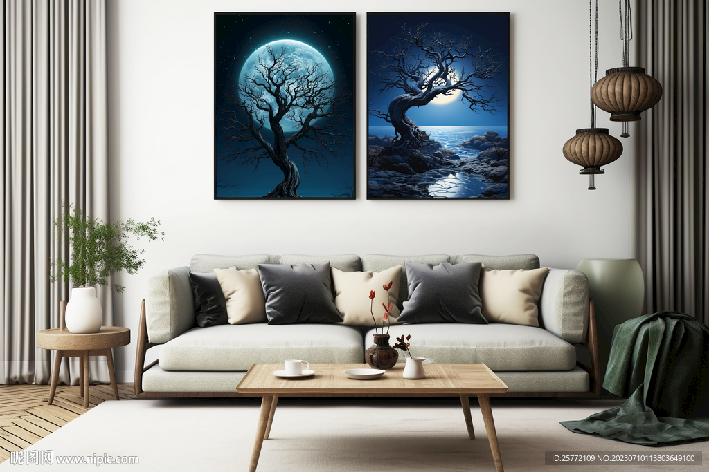 2联客厅装饰画样机