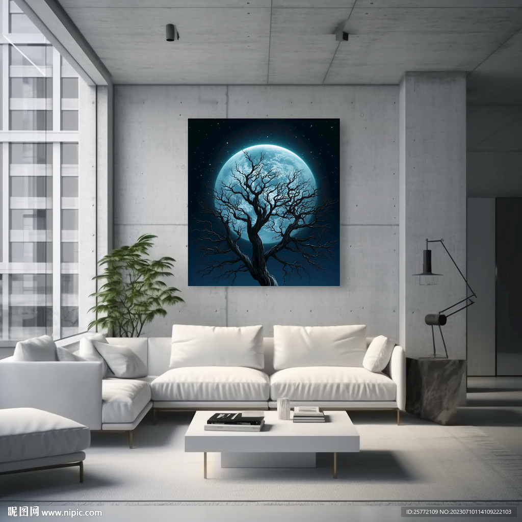 极简客厅装饰画样机