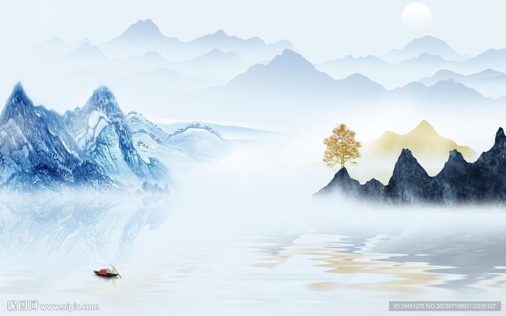 高清 高端中式山水 TiF分层