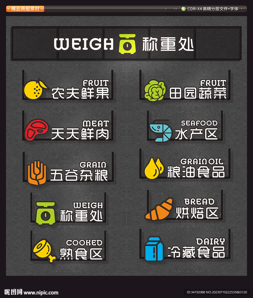 超市区域发光字