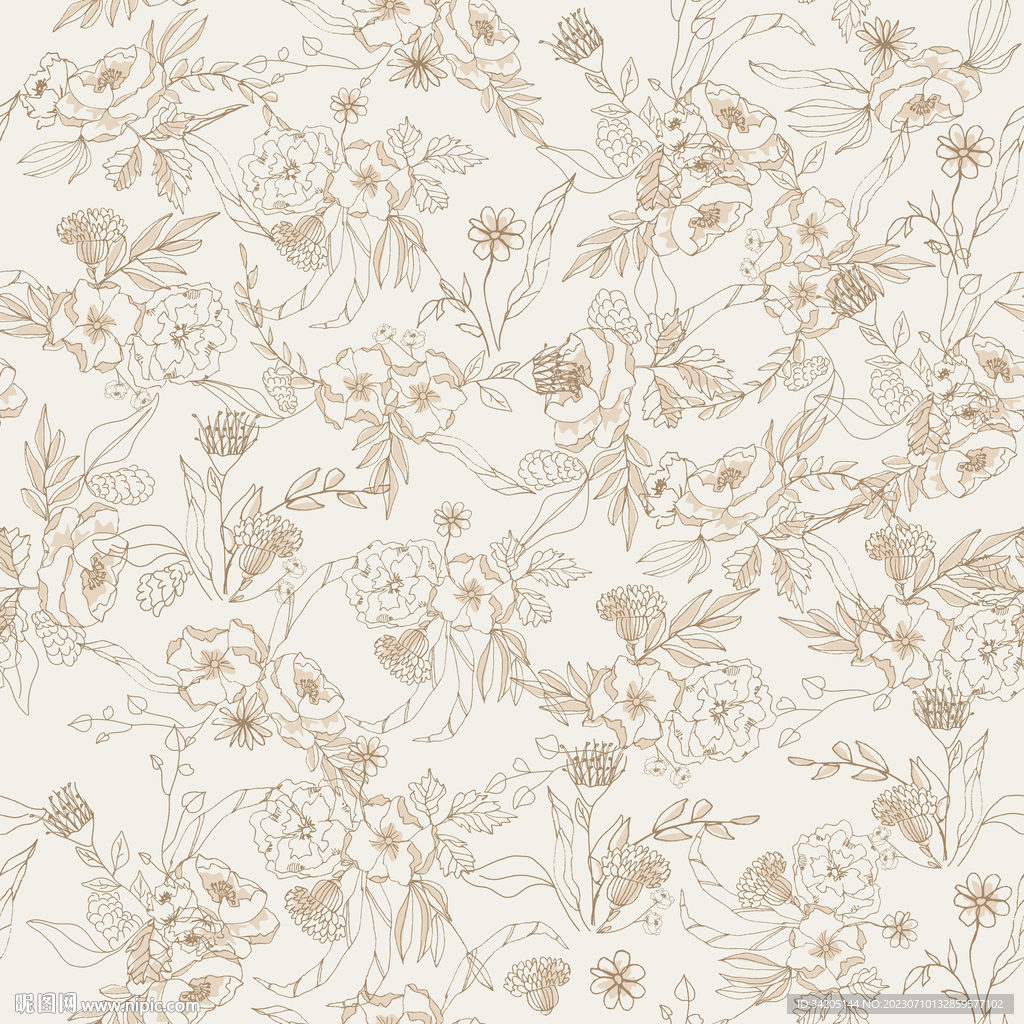 碎花 手绘花 线条花