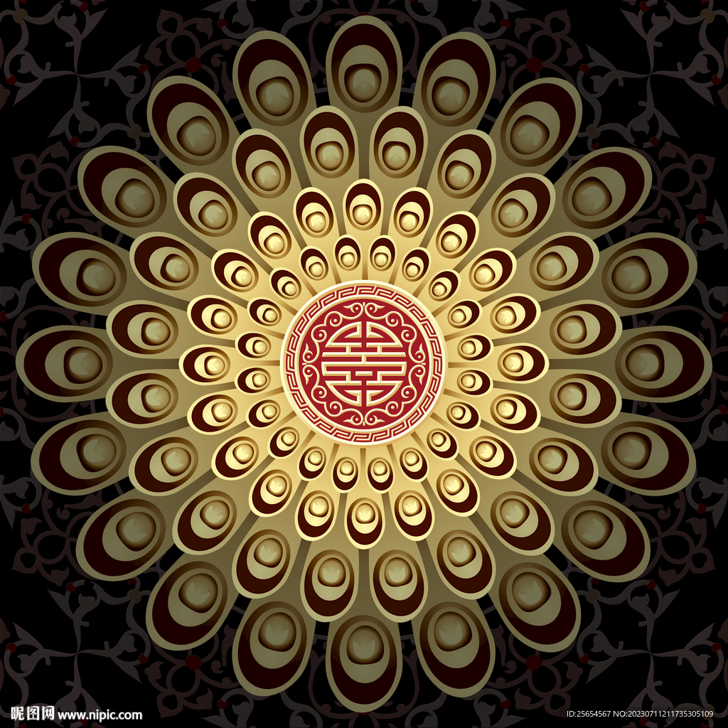 现代简约圆形花纹天顶装饰画