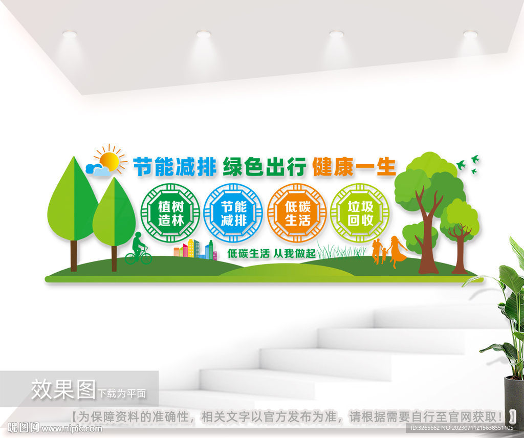 绿色出行环保公益文化墙图片