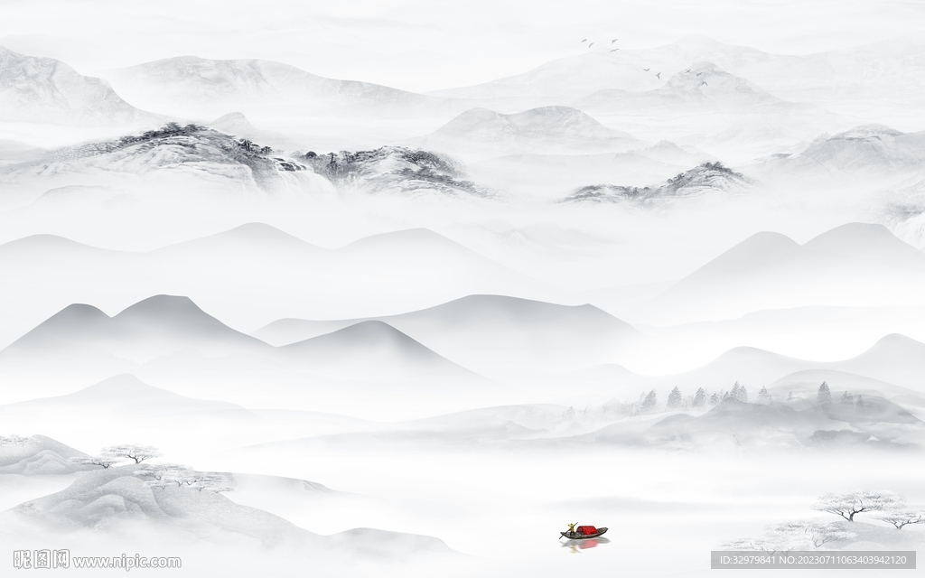 新款 高端中式山水 Tif分层