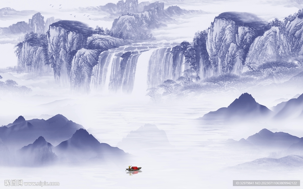 高档 高端中式山水 Tif分层