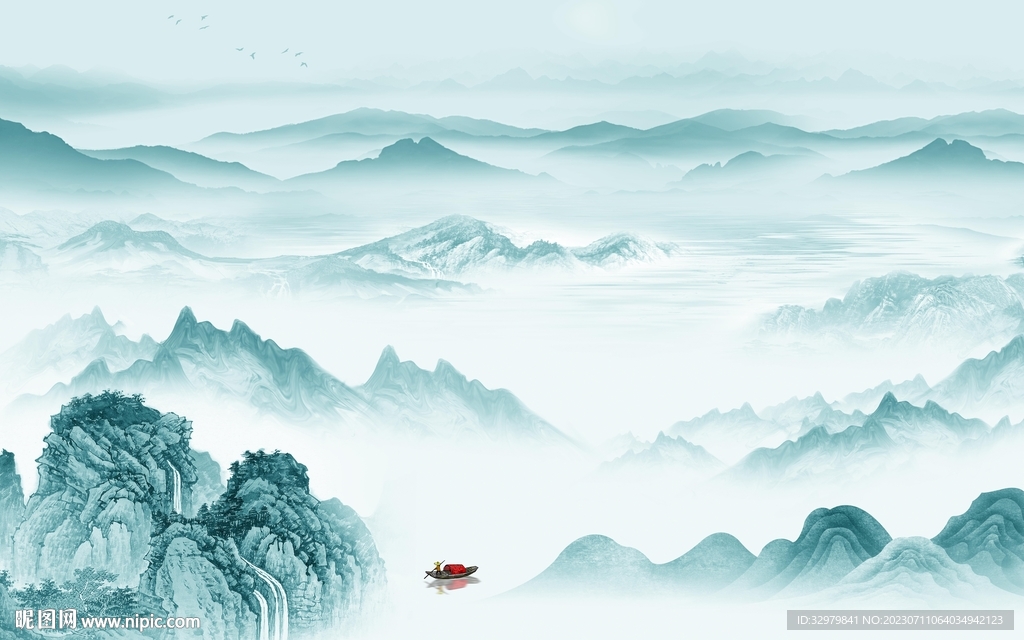 高雅 高端中式山水 Tif分层