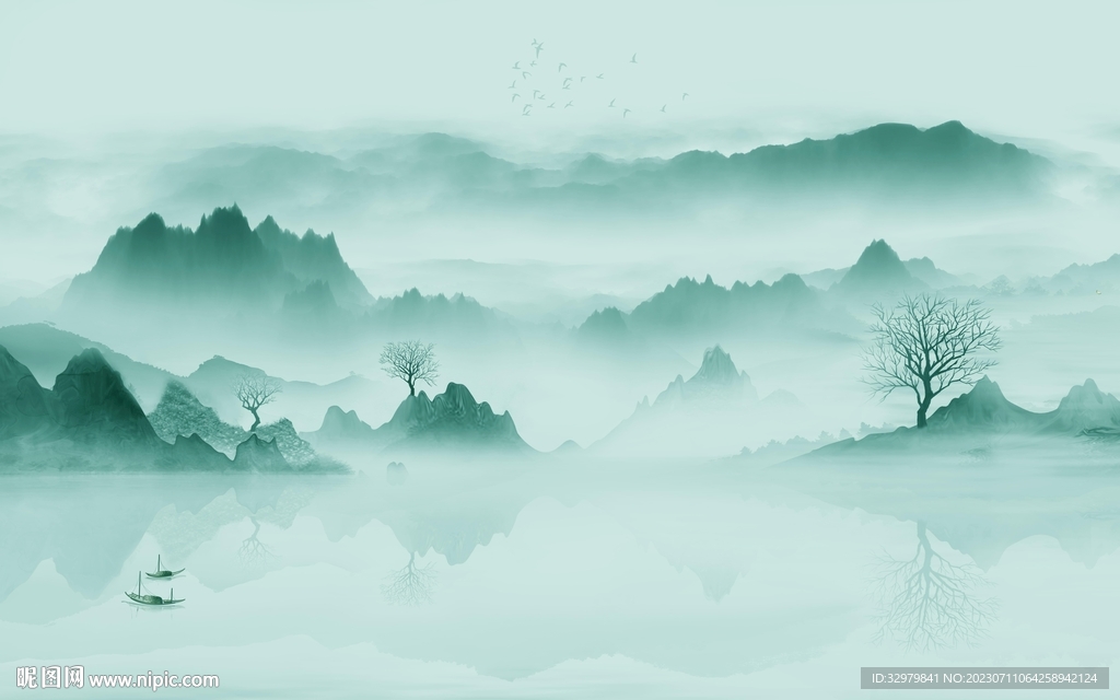 简约 高端中式山水 Tif分层