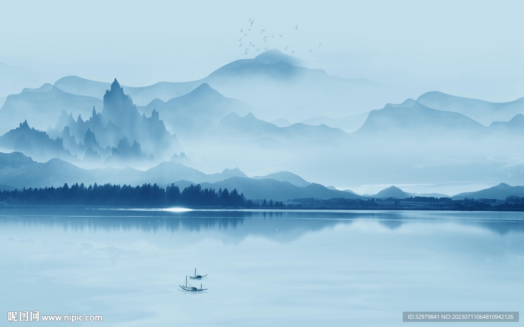 人气 高端中式山水 Tif分层