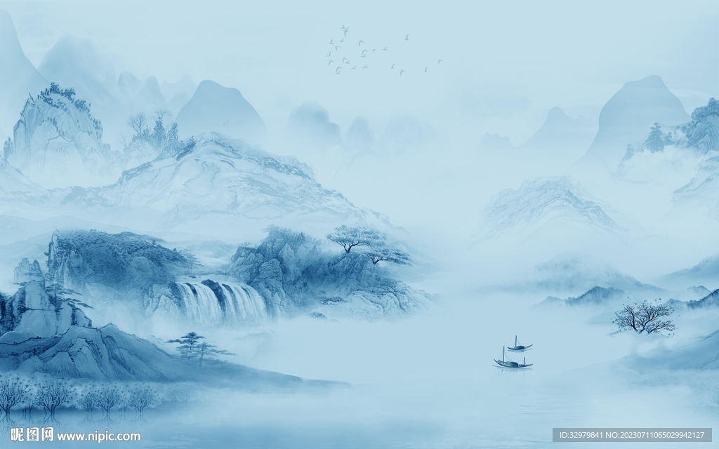 最新 高端中式山水 Tif分层