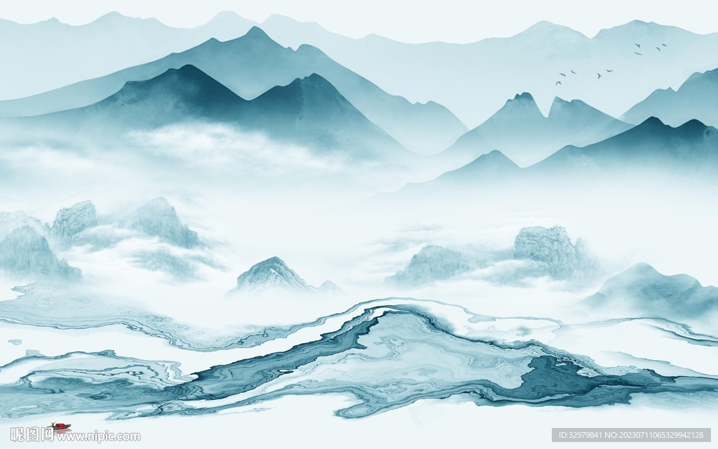 大气 高端中式山水 Tif分层