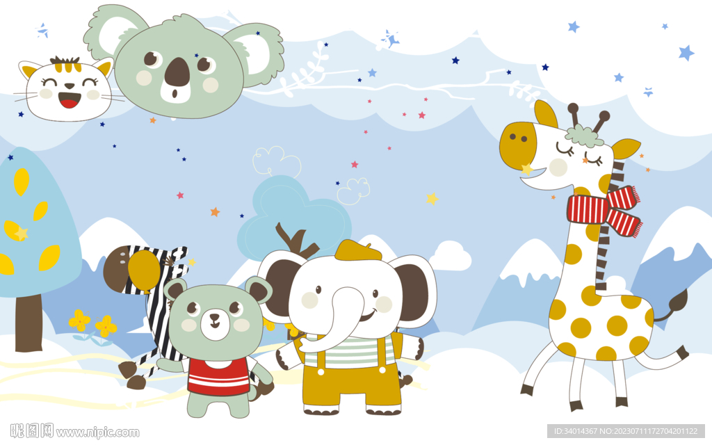 卡通儿童房背景墙