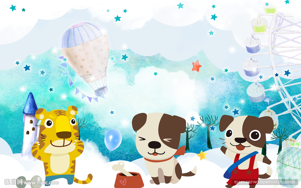 卡通儿童房背景墙