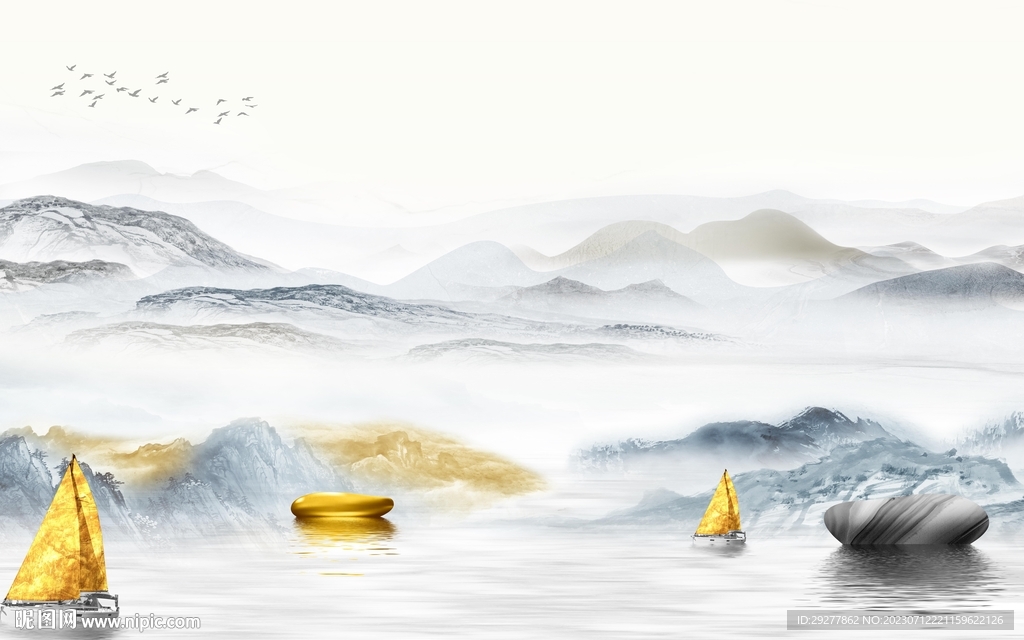 高端 简约意境山水 TIF分层