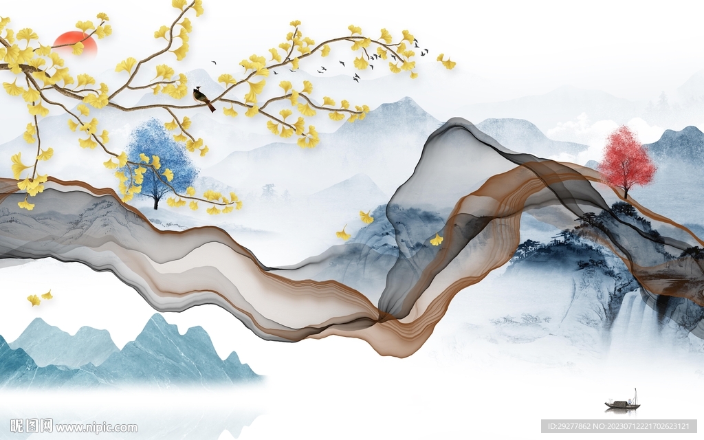 高档 简约意境山水 TIF分层