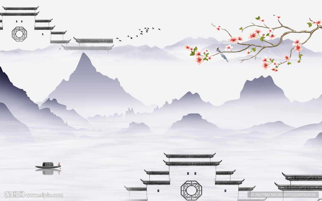 客厅 简约意境山水 TIF分层